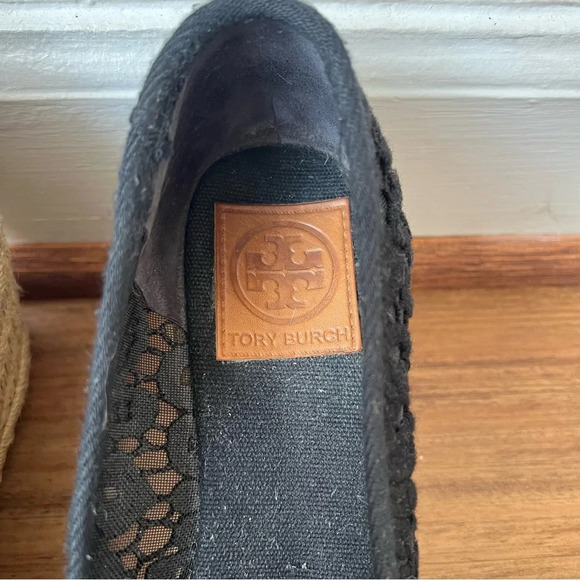 Tory Burch Jackie Black Lace Crochet Espadrilles Wedges - Picture 6 of 11